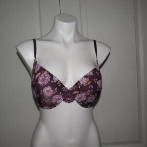 Nanette Lepore Plum Floral & Lace Balconette Bra 36D | Romantic Boho